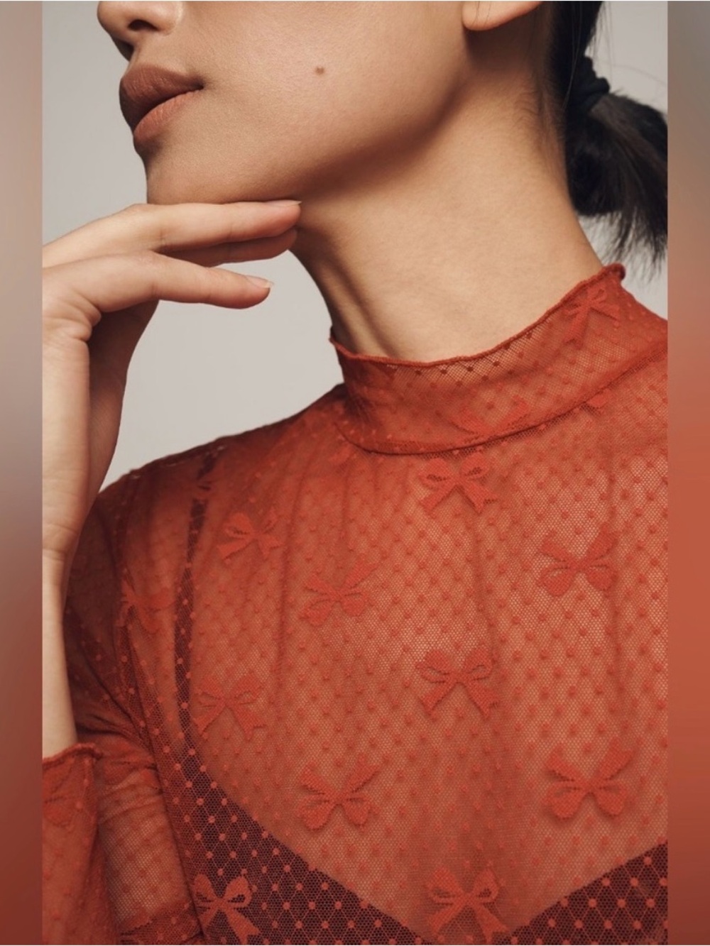 Maeve ANTHRO - Sheer Bow top - Medium - Picture 5 of 10